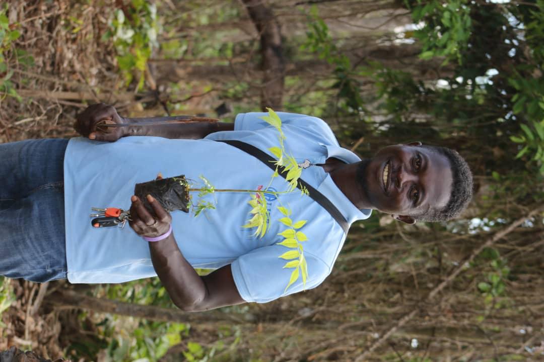 PLYFA farmer holding mahogany seedling